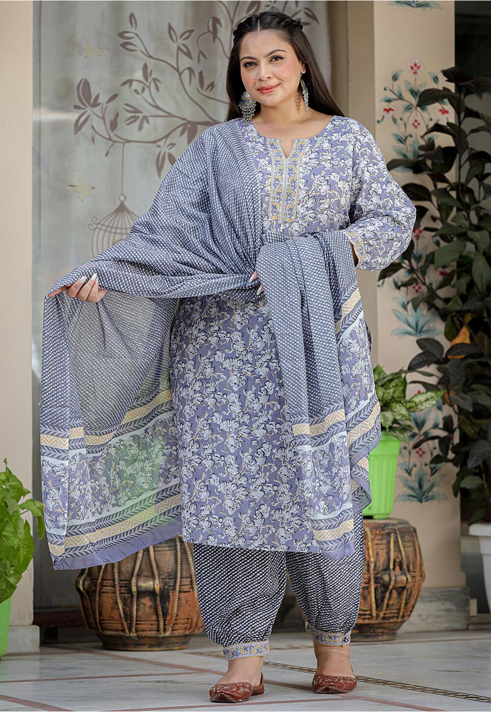 Buy Blue Stone Work Punjabi Suit Online : Germany - Salwar Kameez