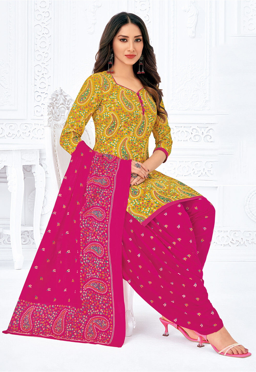 Buy Printed Pure Cotton Punjabi Suit in Yellow Online KHBZ1829 — free download