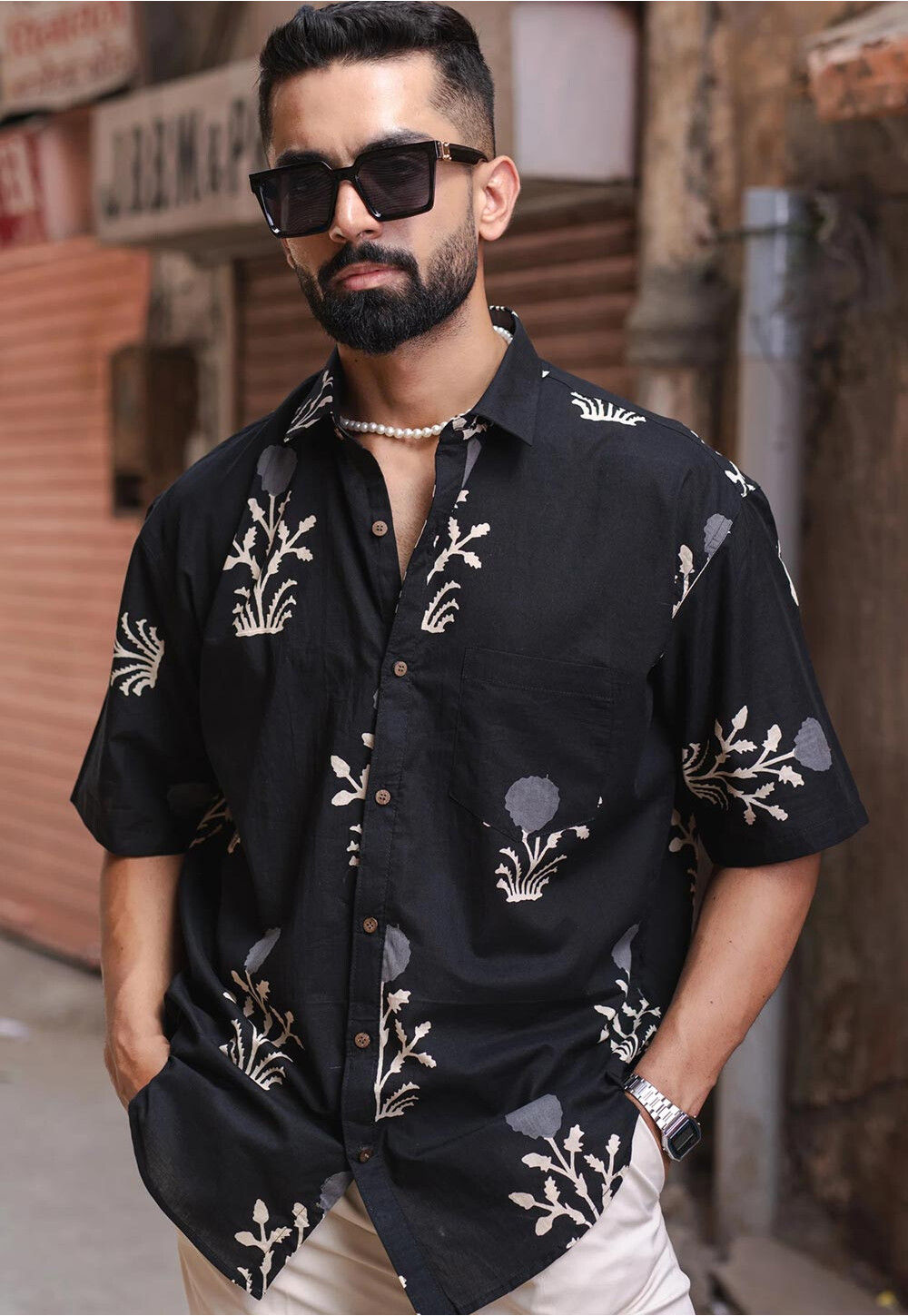 Buy Printed Pure Cotton Shirt in Black Online : MJT312 - Utsav Fashion