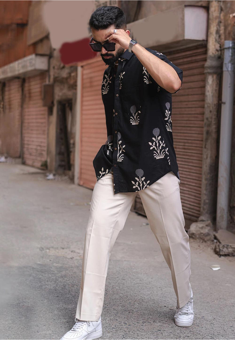 Black Pure Cotton Shirt With Trouser