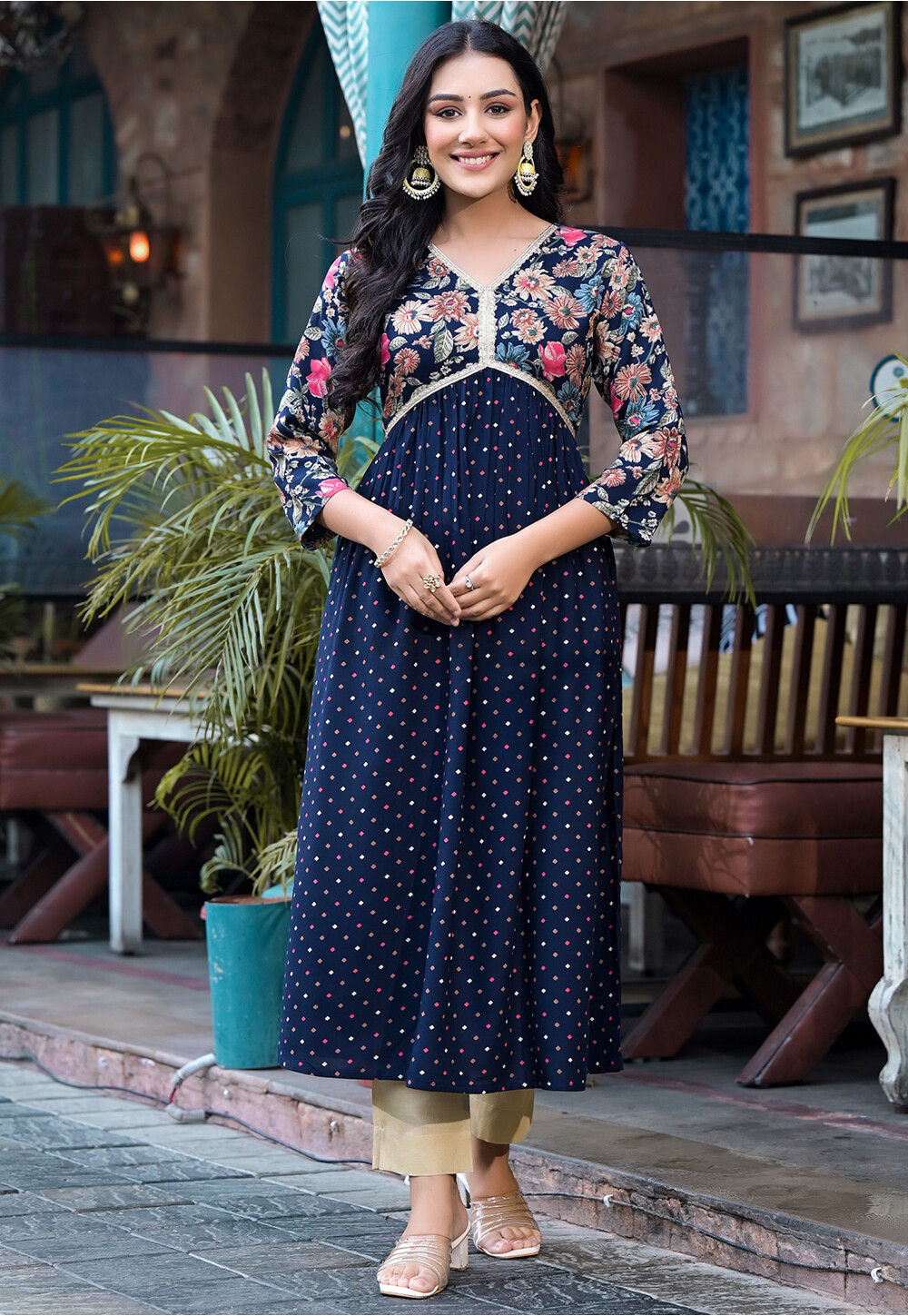 alia cut dress Embroidered Ready Made Alia Cut Muslin Dress main image 1