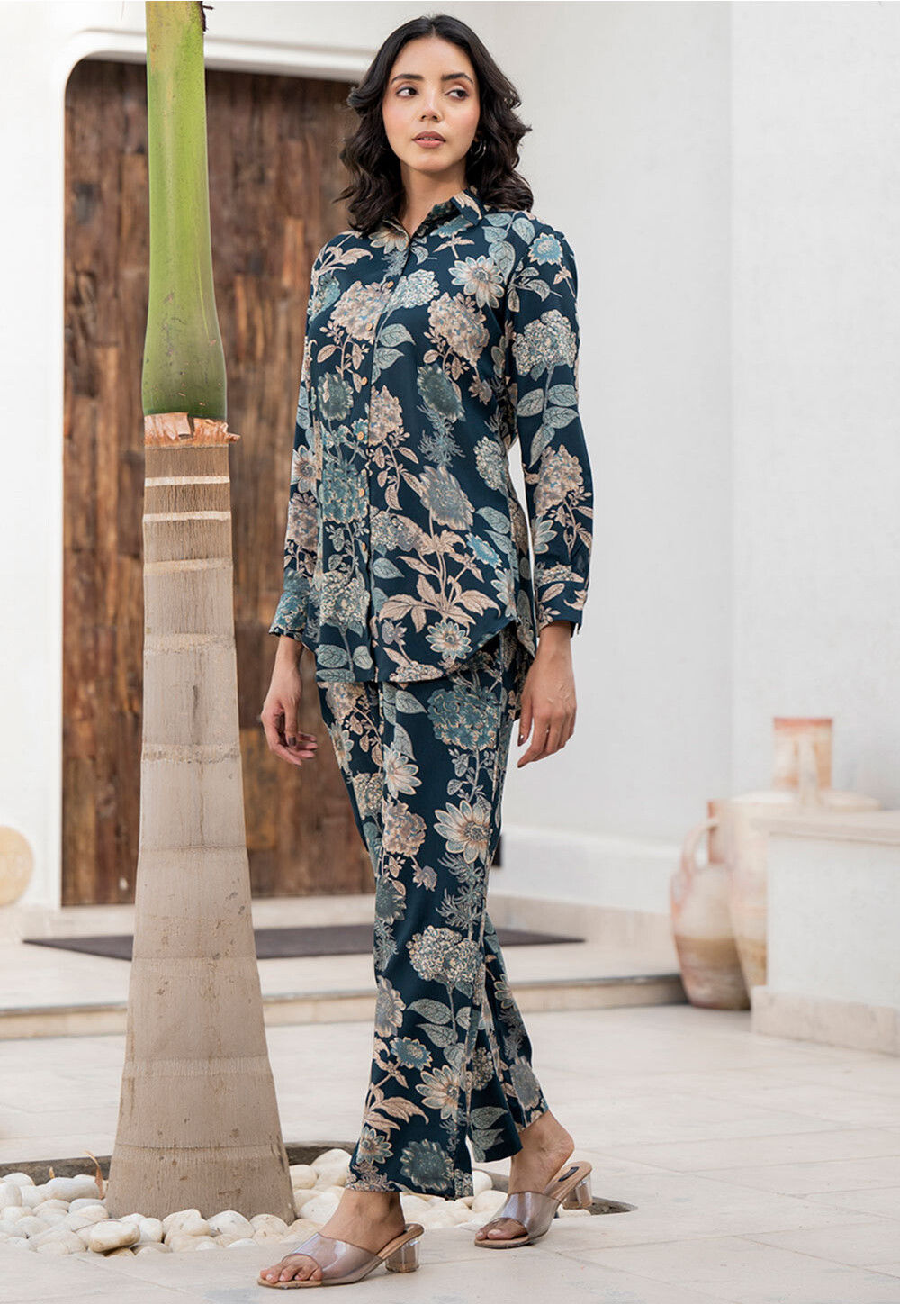 Buy Printed Viscose Rayon Co Ord Set in Dark Teal Blue Online : TKV597 ...