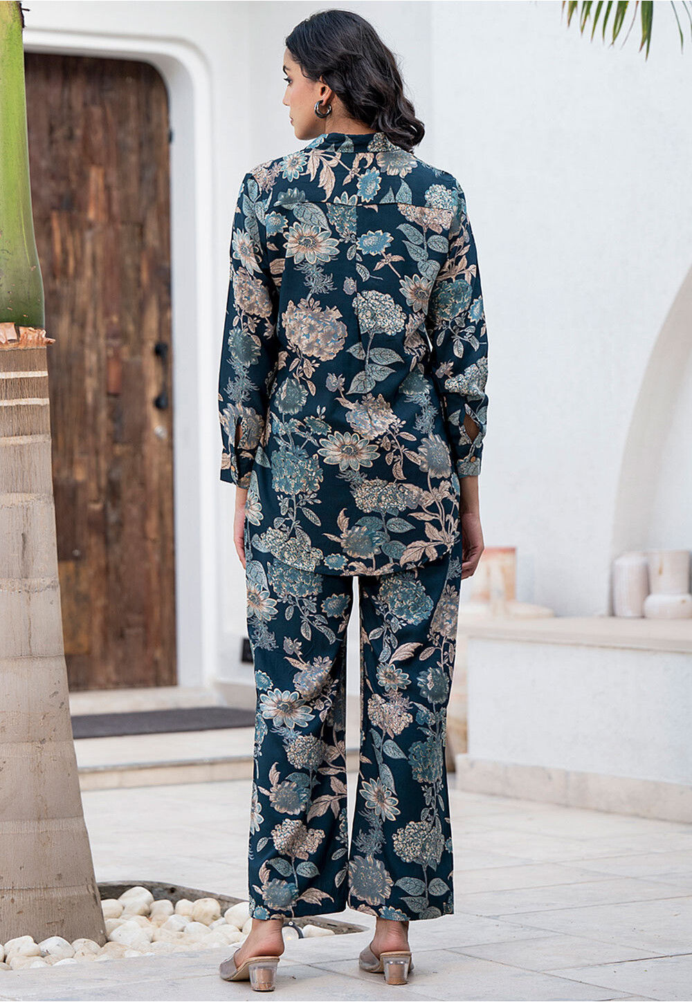 Buy Printed Viscose Rayon Co Ord Set in Dark Teal Blue Online : TKV597 ...