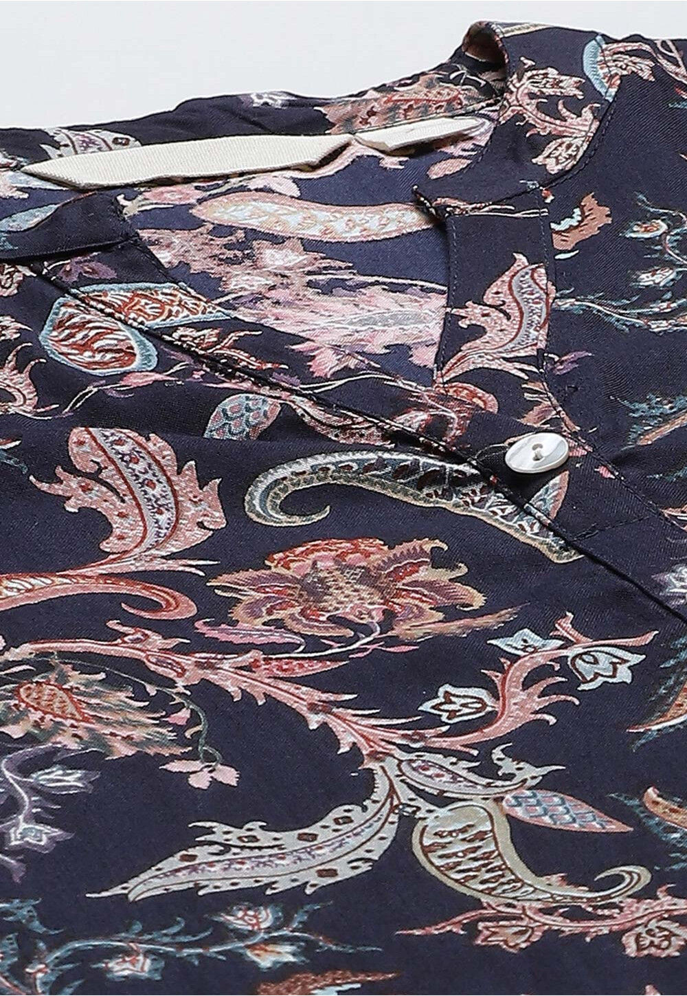 Women Blue Viscose Rayon Printed A-line Kurta