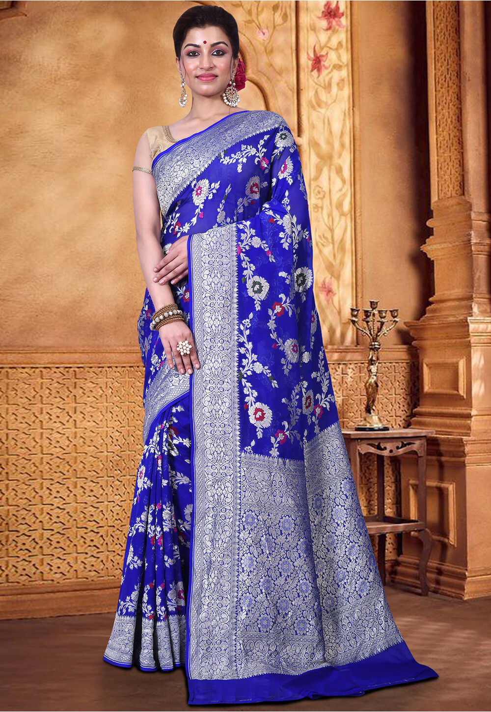 Banarasi pure georgette zari woven saree at Rs.949/Pack in surat offer by  geet gauri fashion