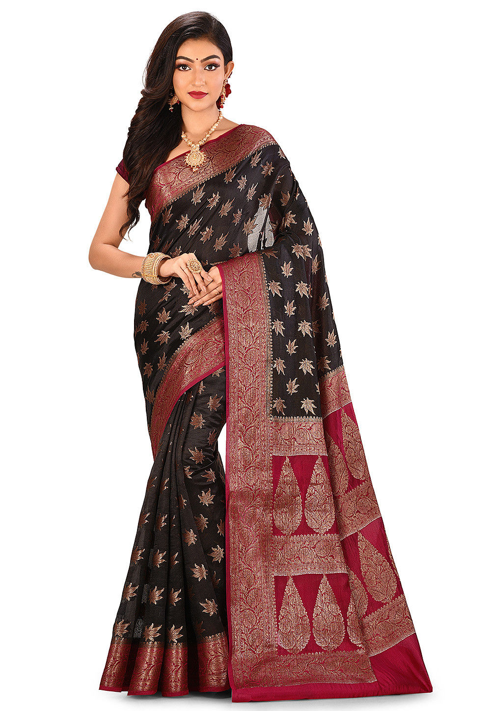Buy Banarasi Silk Saree in Black Online SNEA1823 Utsav Fashion