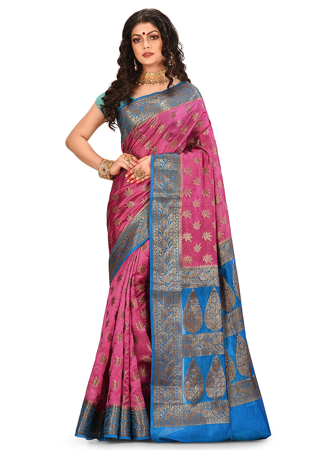 Pure Silk Banarasi Saree In Pink Snea1822