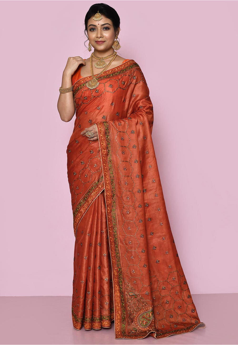 Formal Pure Silk embroidered Saree main image 1