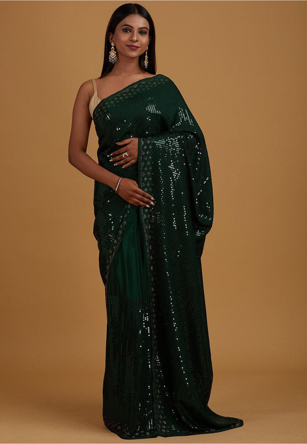 Sttylme - Make An Entrance Sequin Saree - Green at Rs 6500 | Noida  Extension | Greater Noida| ID: 2850590324162