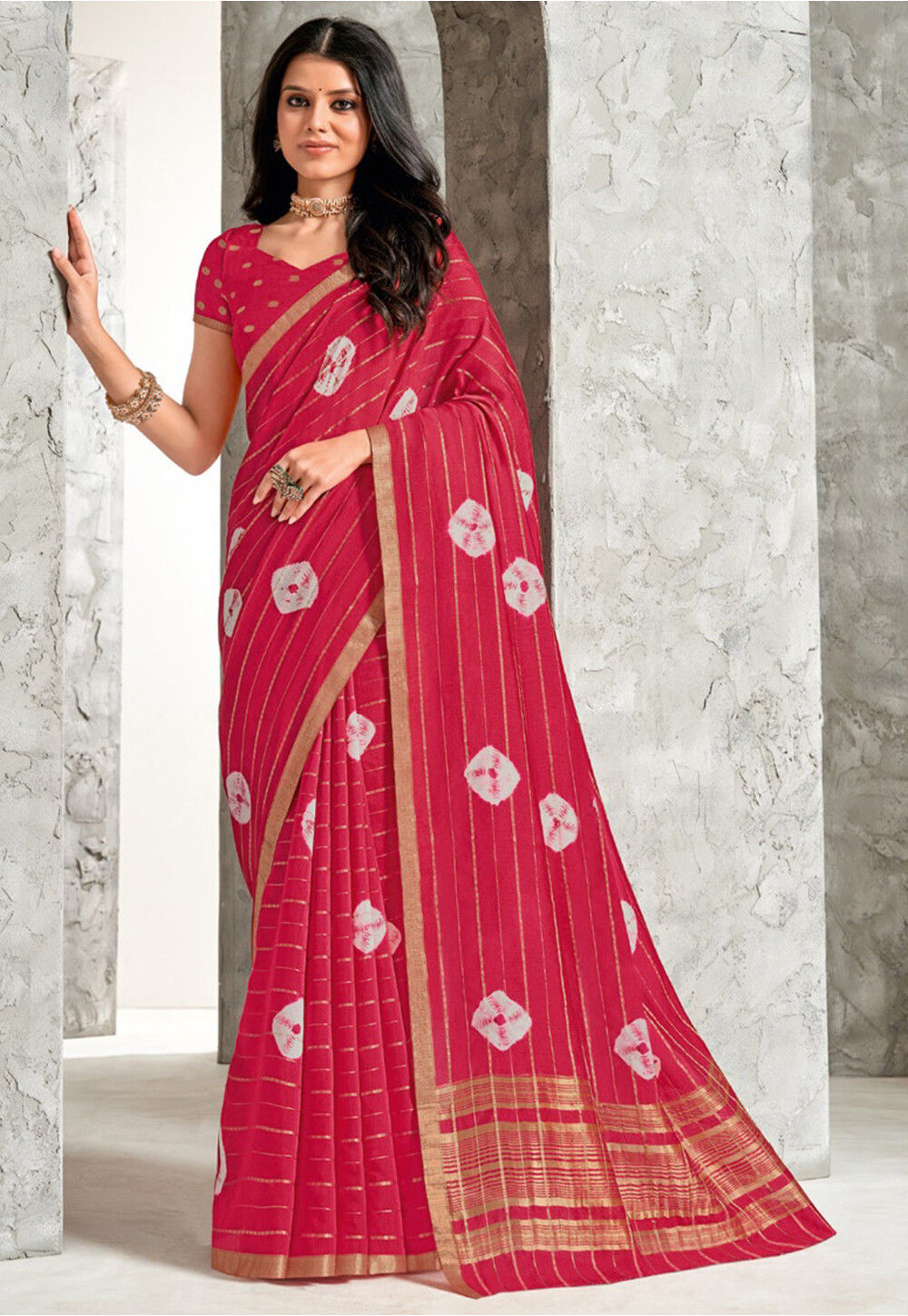 Ragini Peach Shibori Saree