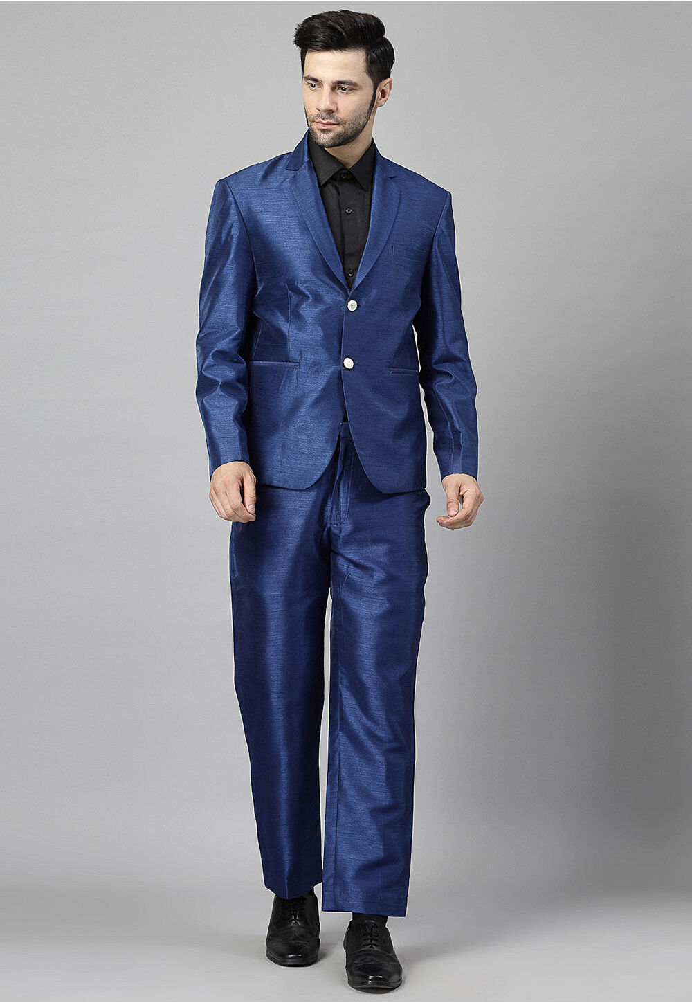 Buy Solid Color Art Dupion Silk Blazer Set in Blue Online MXX1007 Utsav Fashion