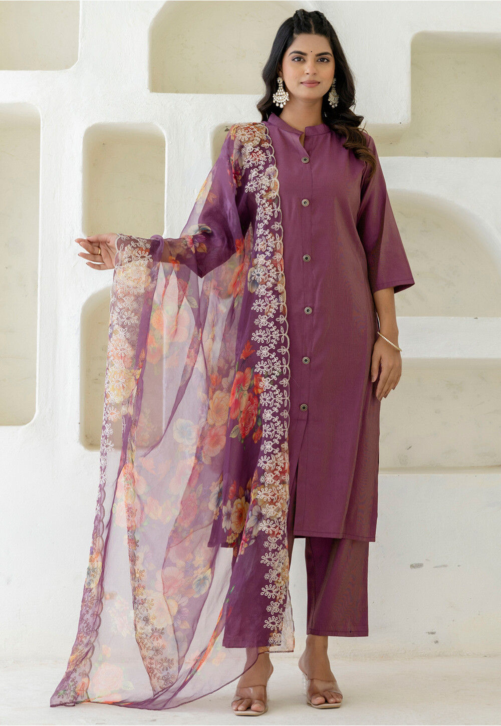 Buy Solid Color Art Silk Pakistani Suit in Purple Online : KBNQ7022 ...