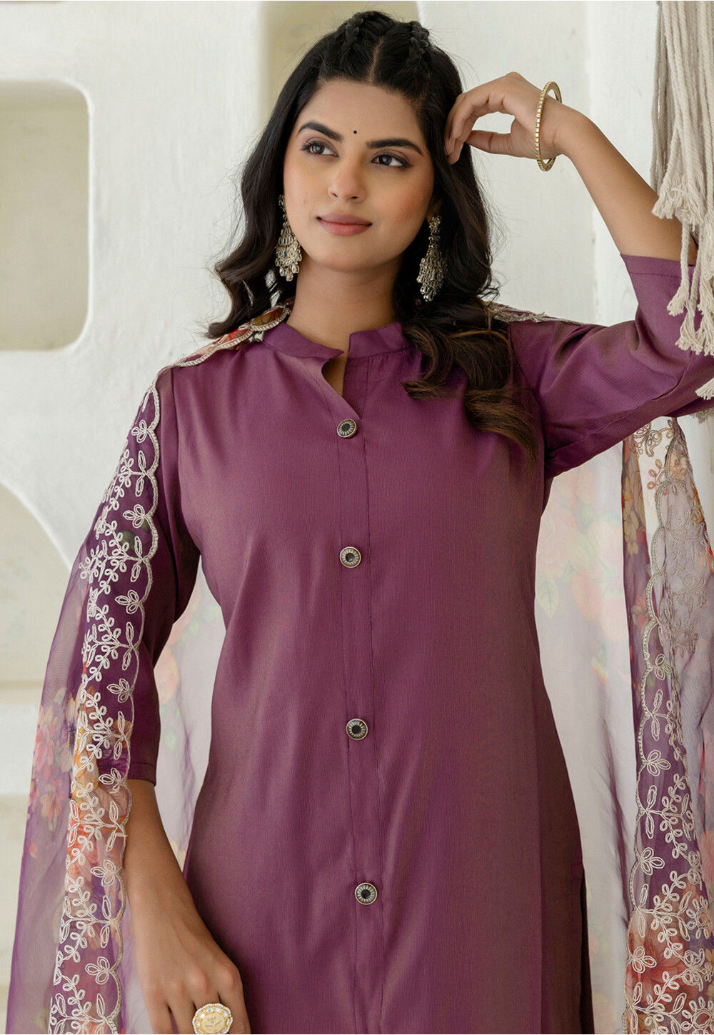 Buy Solid Color Art Silk Pakistani Suit in Purple Online : KBNQ7022 ...