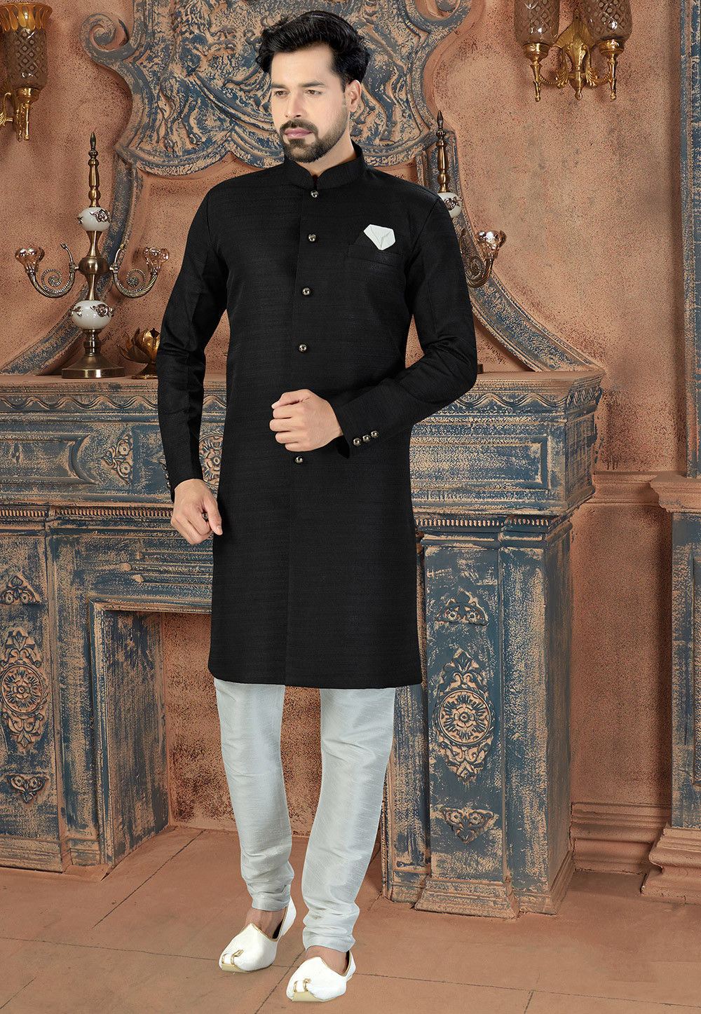 Sherwani in black colour shop