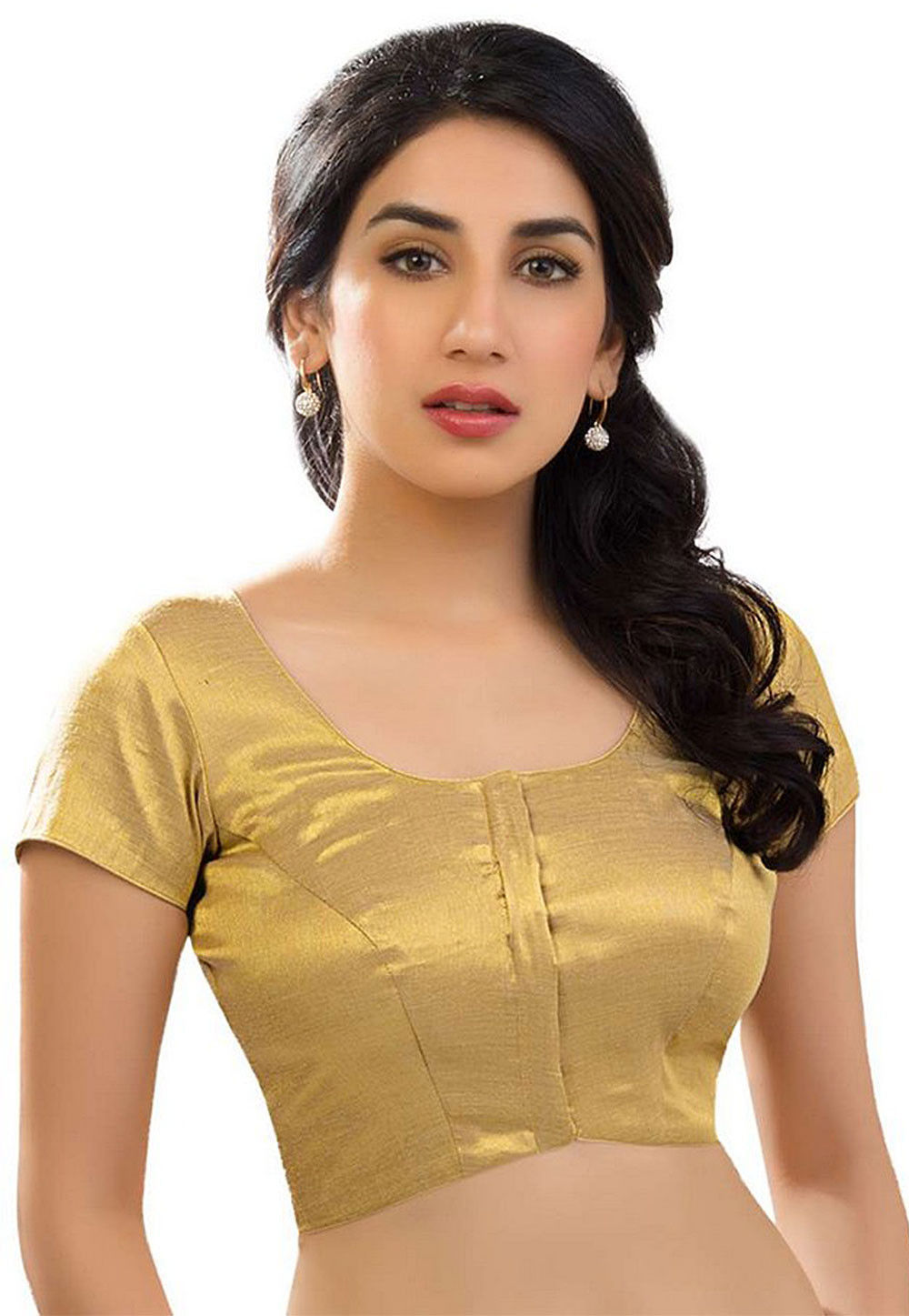 Utsav Fashion Art Silk Shimmer Blouse in Gold
