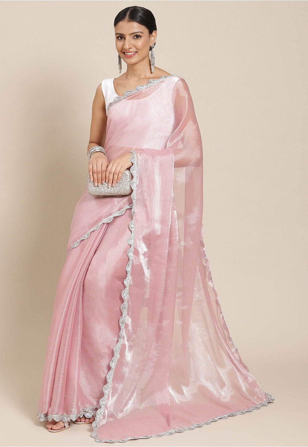Pink Colour Chinon Silk With 3d Shaded Colours Saree With Unstitched R –  BEST SAREE