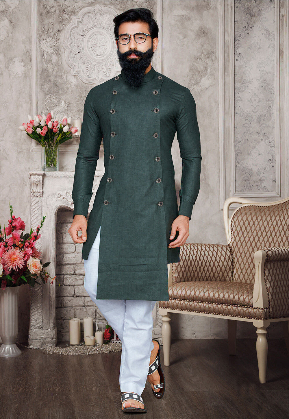 Asymmetrical kurta sale men