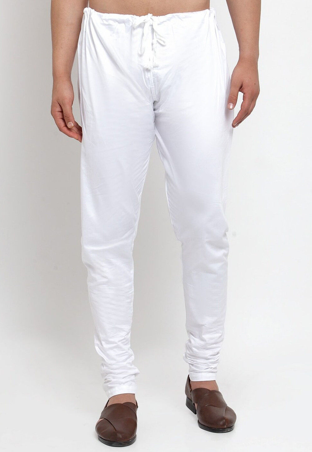 Solid Color Cotton Churidar in Off White : MSF826