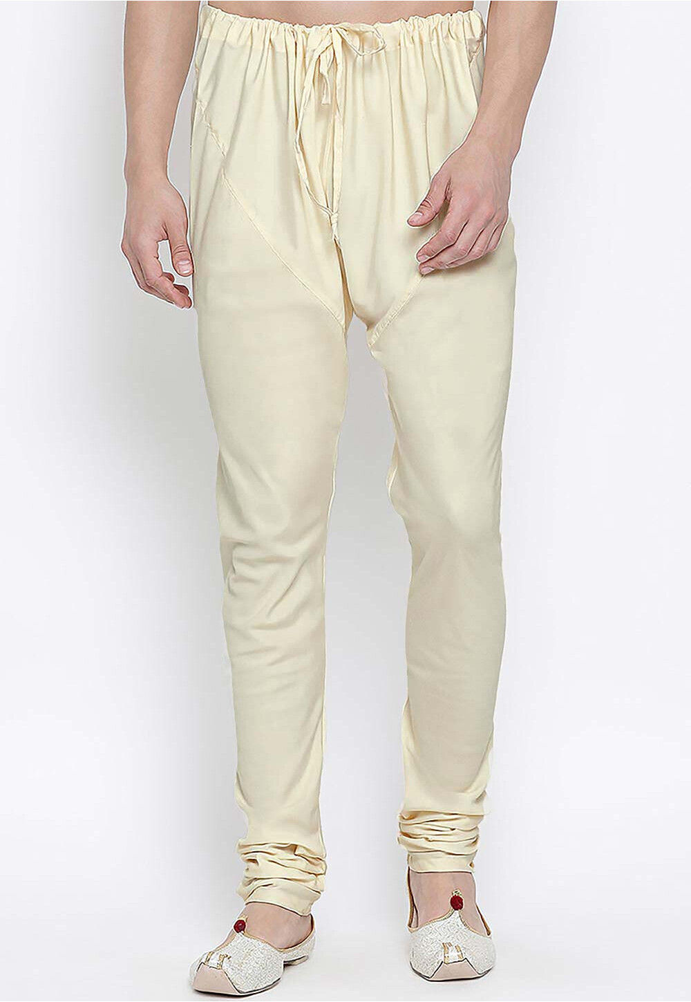 White Solid Straight Cotton Churidar
