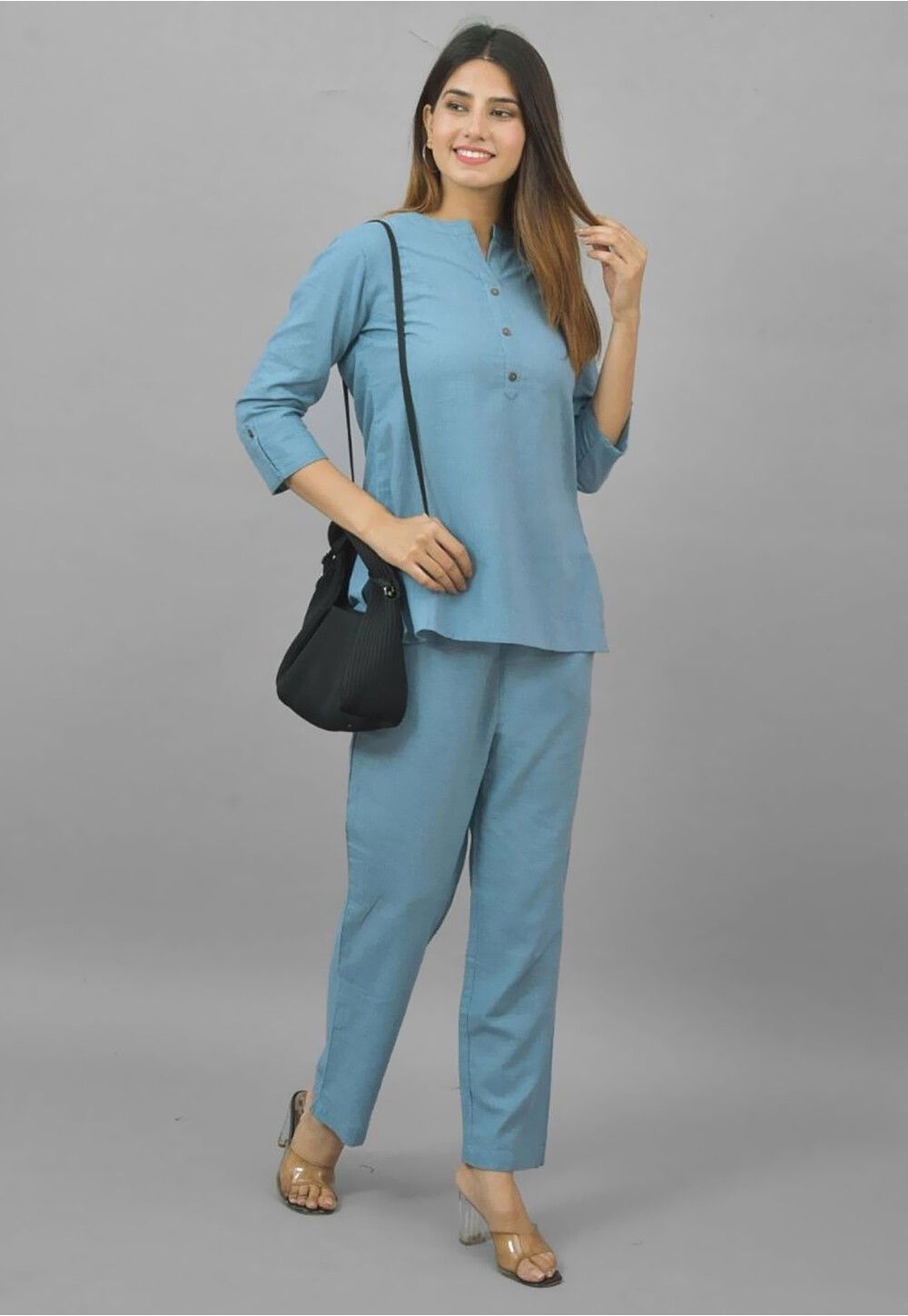 Buy Solid Color Cotton Co Ord Set in Sky Blue Online : TWQ33 - Utsav ...