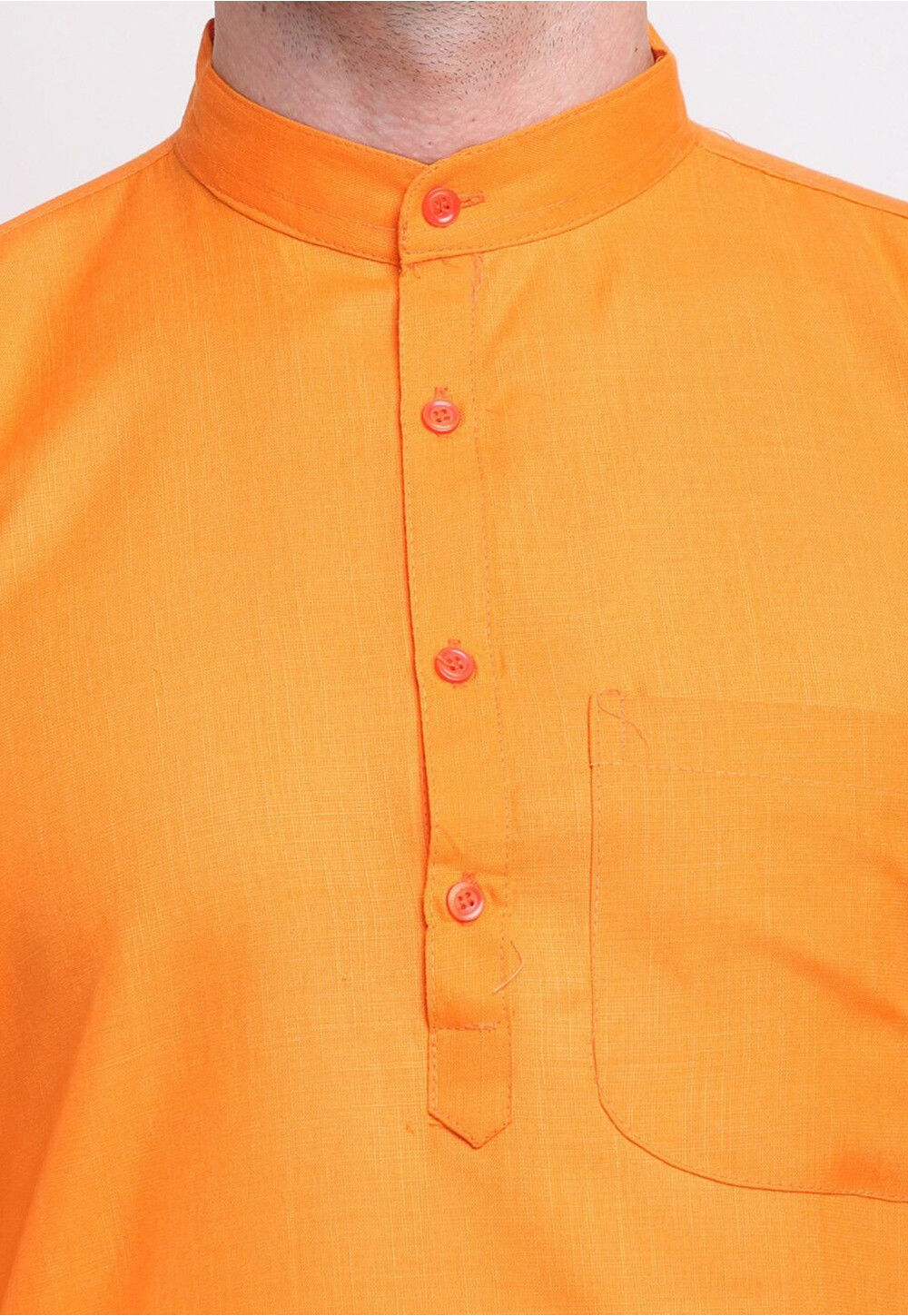 Orange - Unstitched Plain Cotton Kurta Material (2.55M) 37