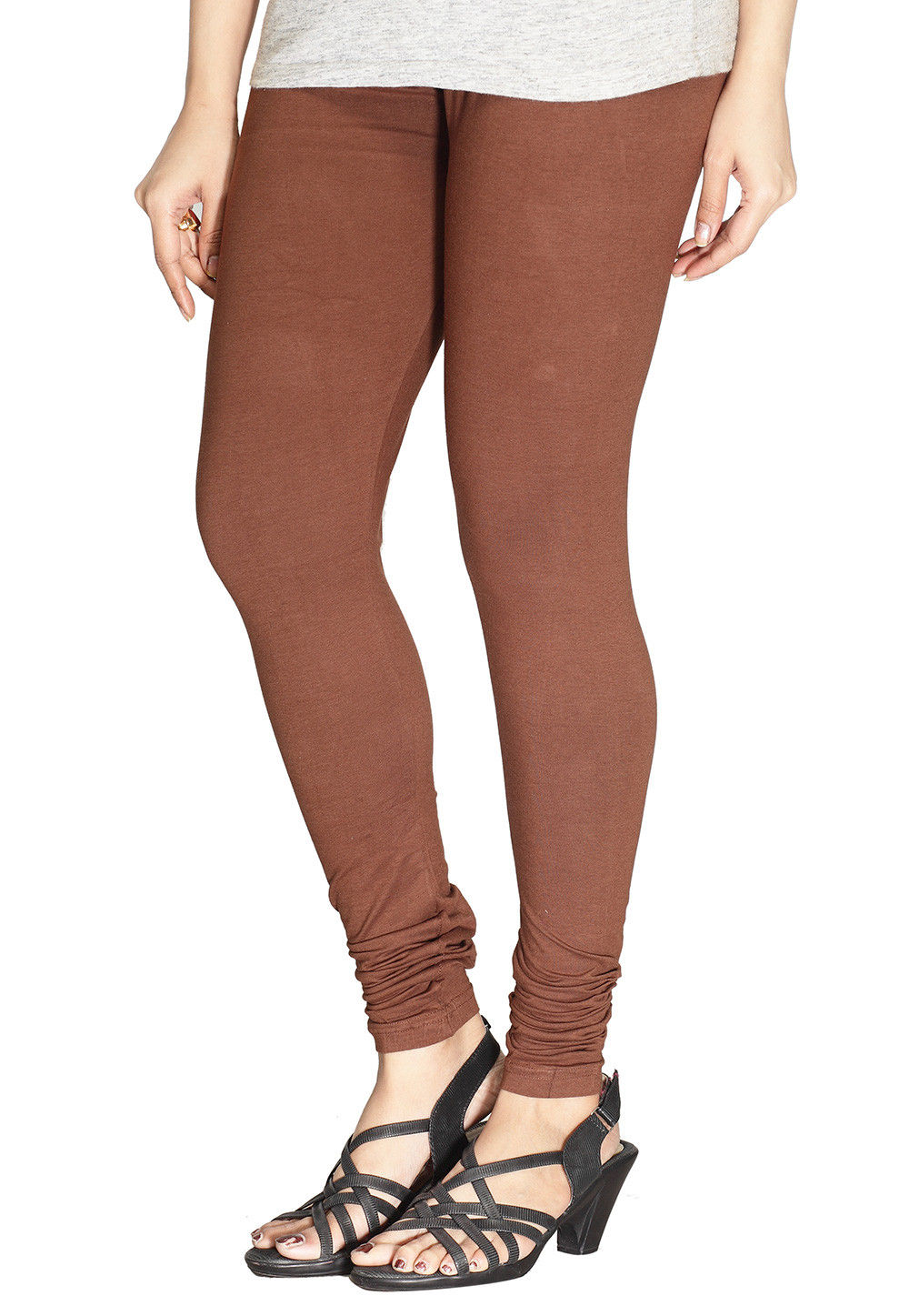 Plain Brown Colour Full Length Cotton Lycra Leggings at Rs 249.00