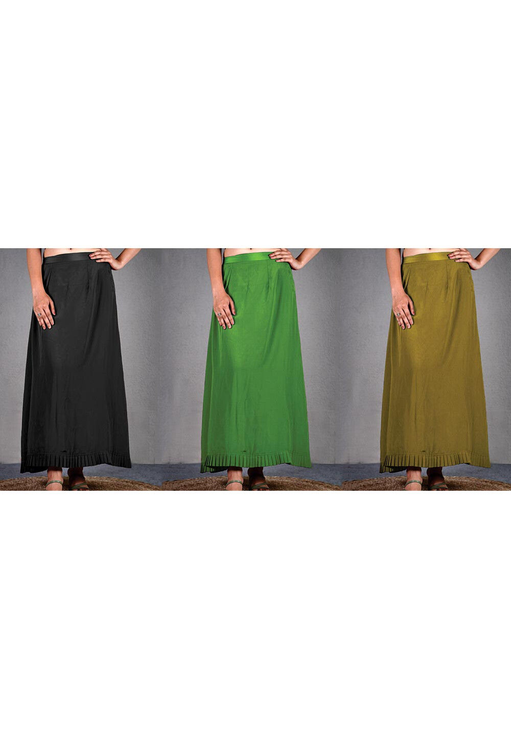Solid Color Cotton Petticoat in Olive Green