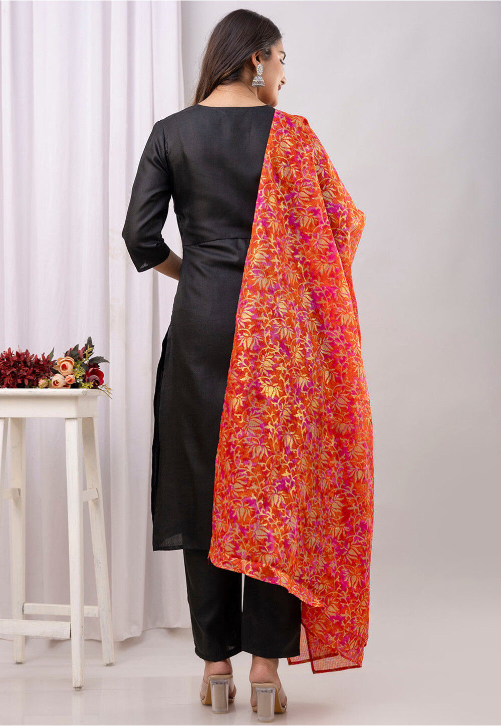 Buy Solid Color Cotton Pakistani Suit in Black Online : KTF972 - Utsav ...