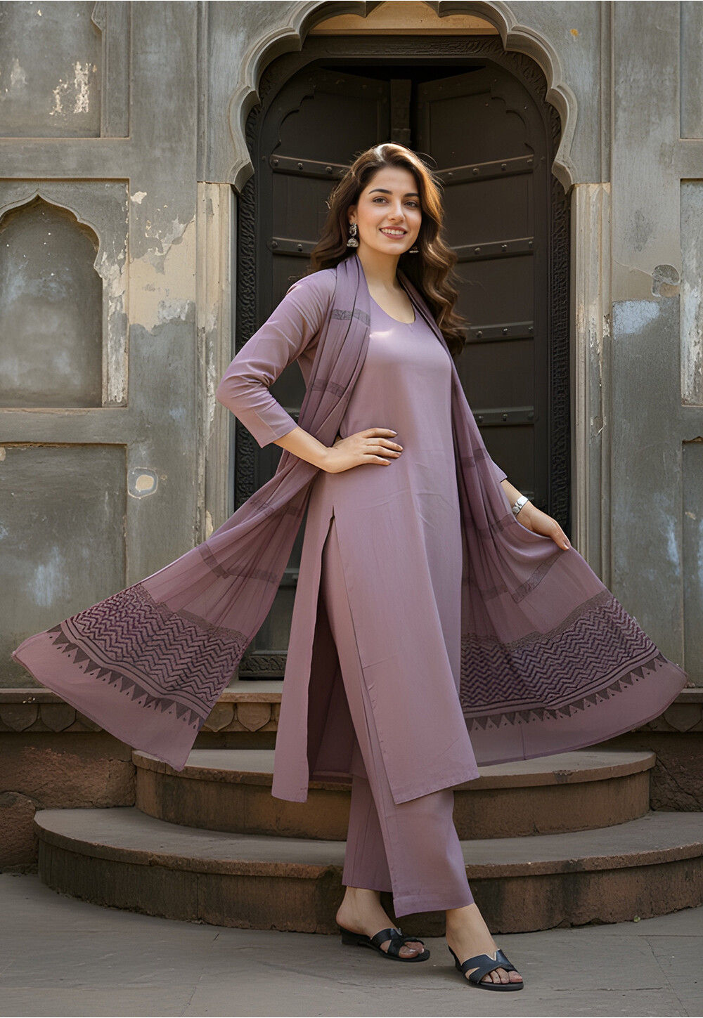 Buy Solid Color Cotton Pakistani Suit in Dusty Purple Online : KBNQ7845 ...
