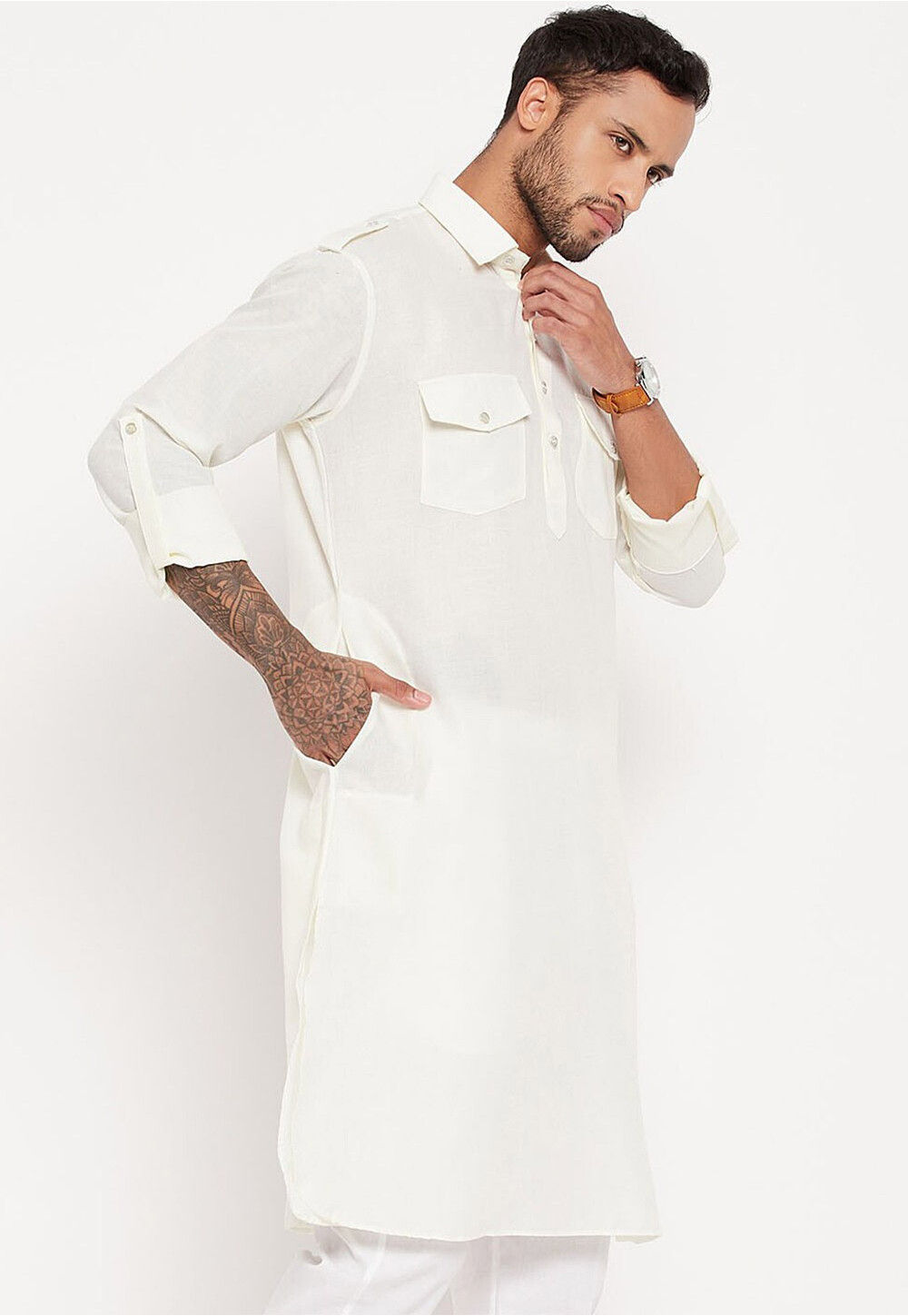 Pathani White Color Buy Solid Color Cotton Pathani Kurta in White Online : MVE3964 - Utsav ...