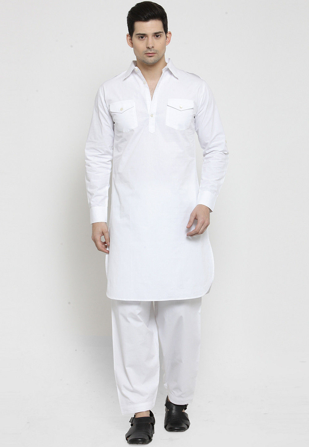 Details about   Classic White Pathani Kurta Salwar Thread Embroidered Neck Cotton Blend 