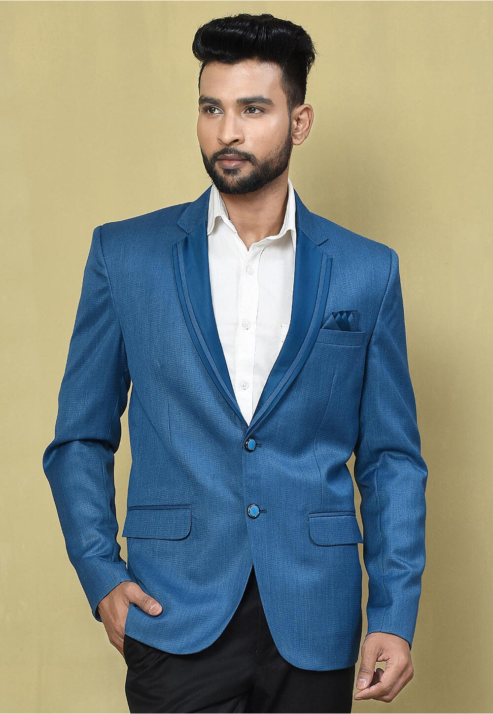 Blue colour blazer photo deals