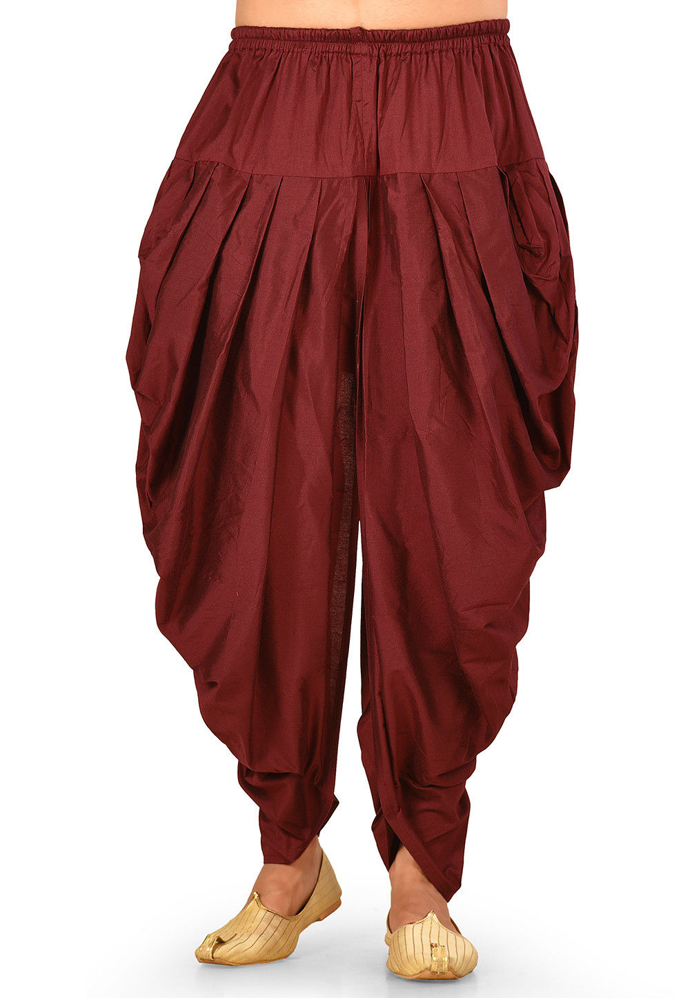 Solid Color Cotton Silk Dhoti Pant in Maroon  MLC272