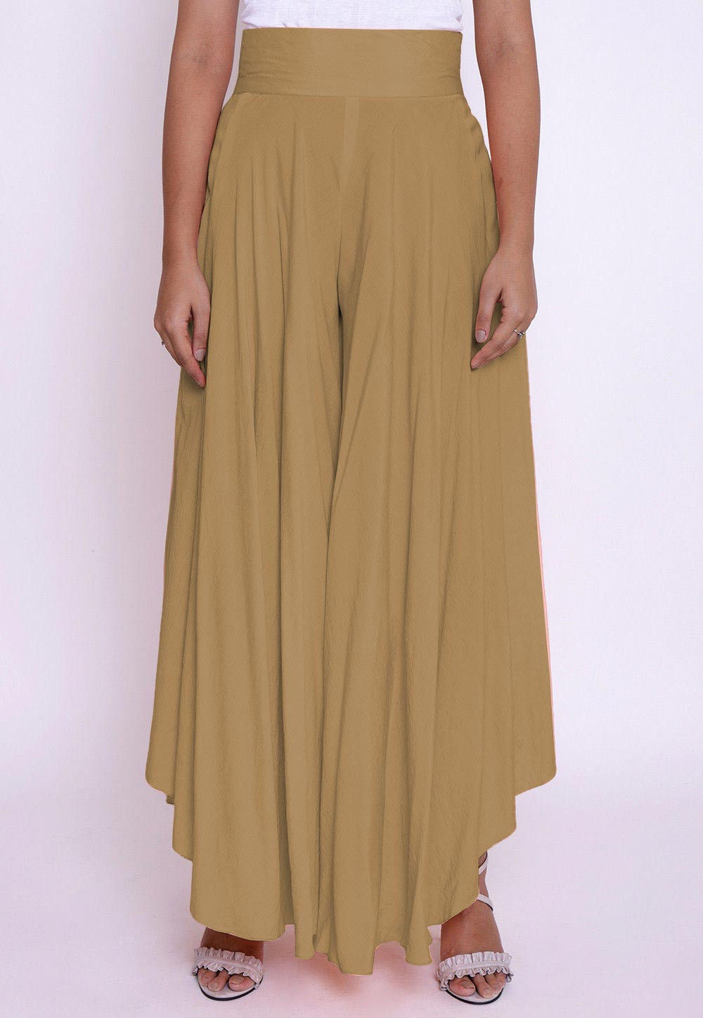 Solid Color Cotton Silk Palazzo in 