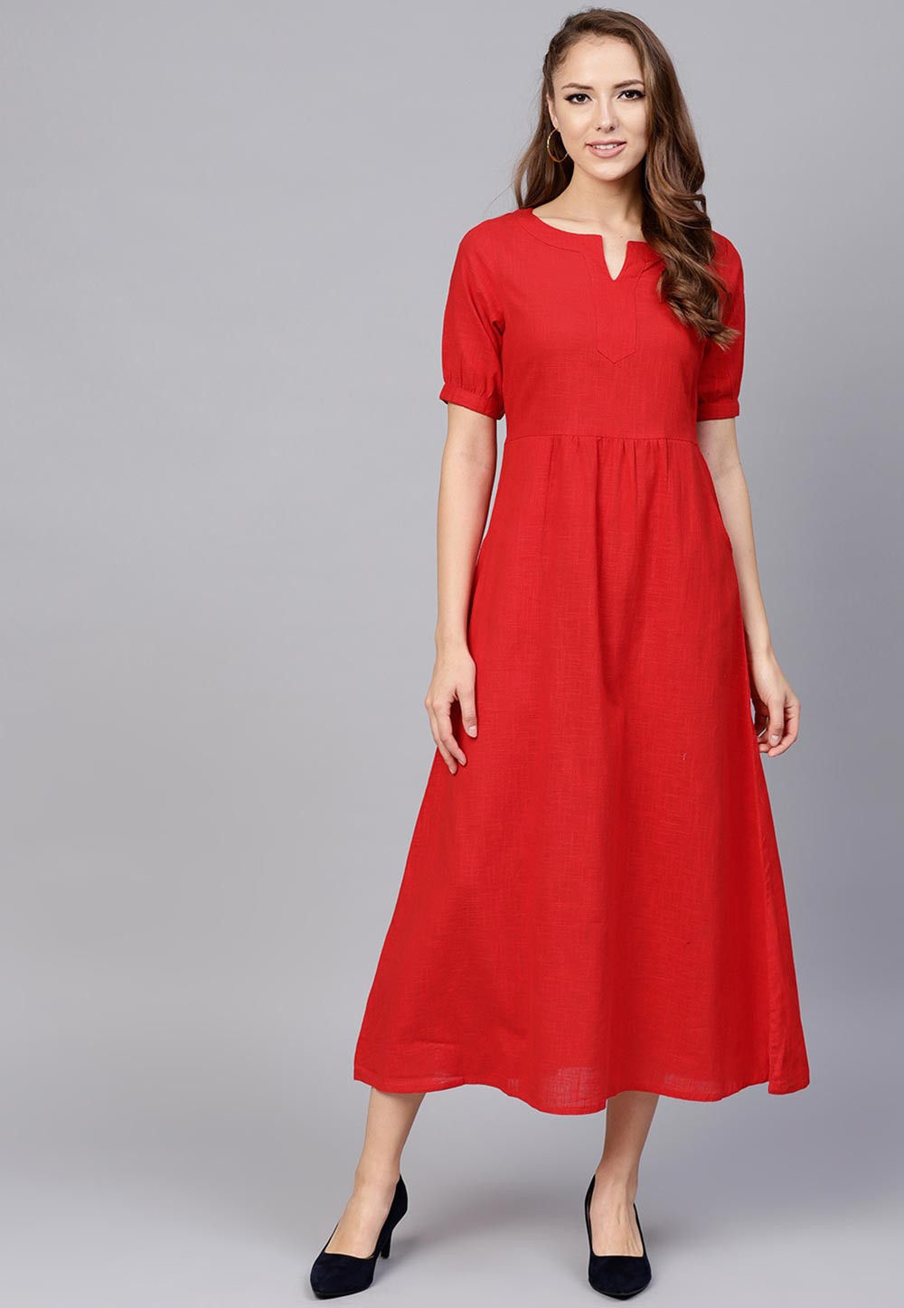 White Red Sleeveless Hand Block Printed Cotton Dress – Gulabchand Prints