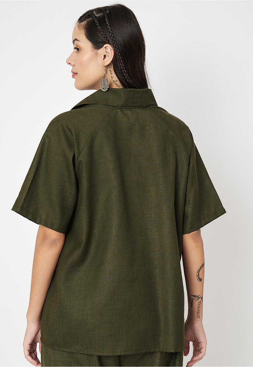 Buy Solid Color Cotton Top in Dark Olive Green Online : TRB2047 - Utsav ...