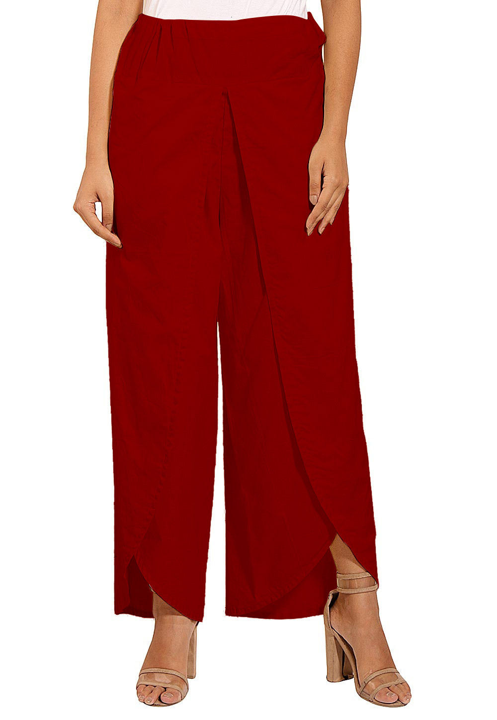 Solid Color Cotton Tulip Pant in Red : BJG194