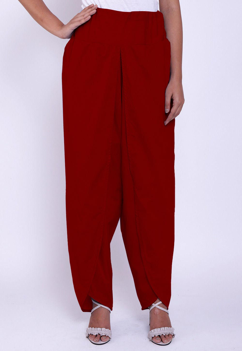 Solid Color Cotton Tulip Pant in Red : BJG267