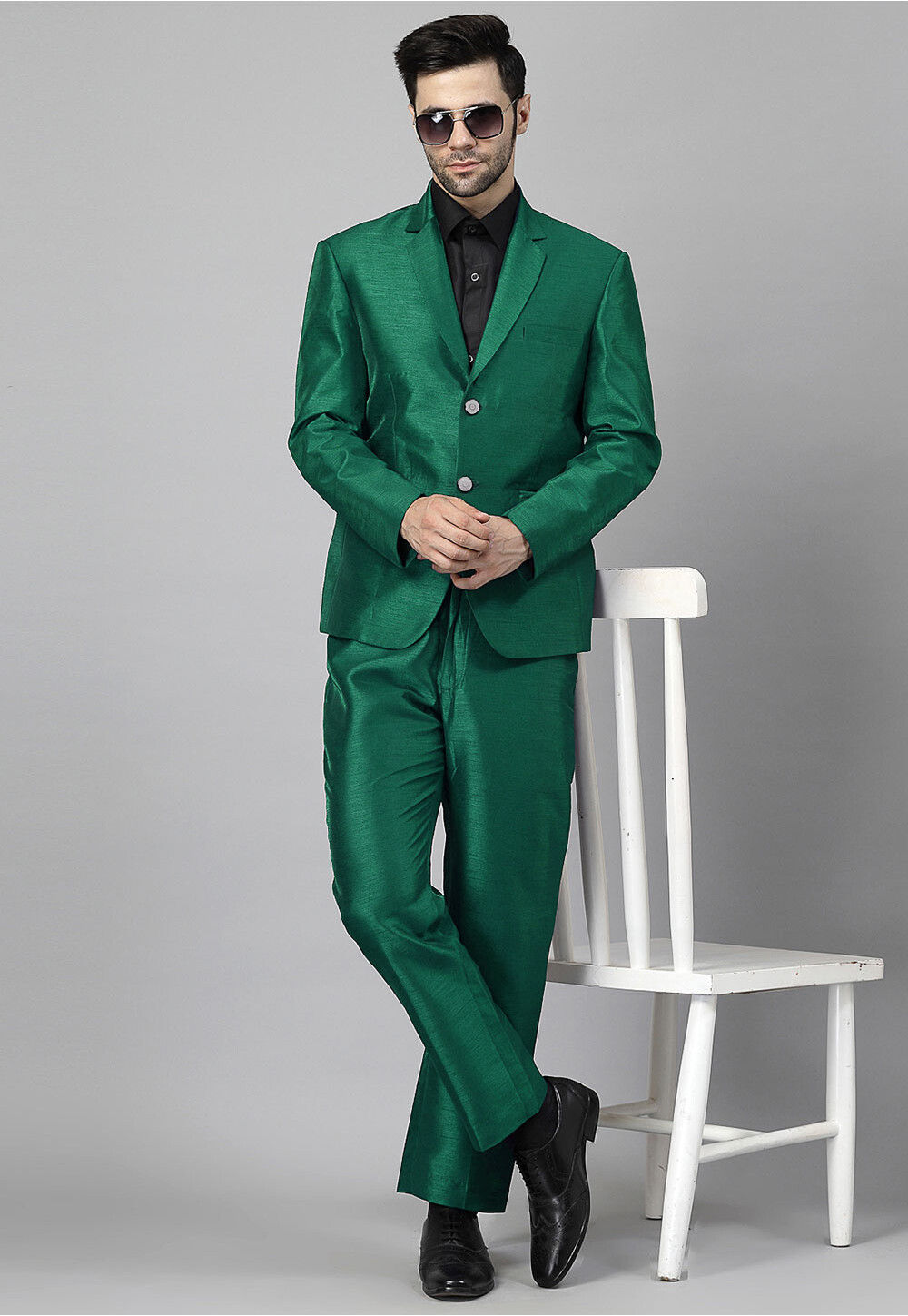 Green silk blazer online