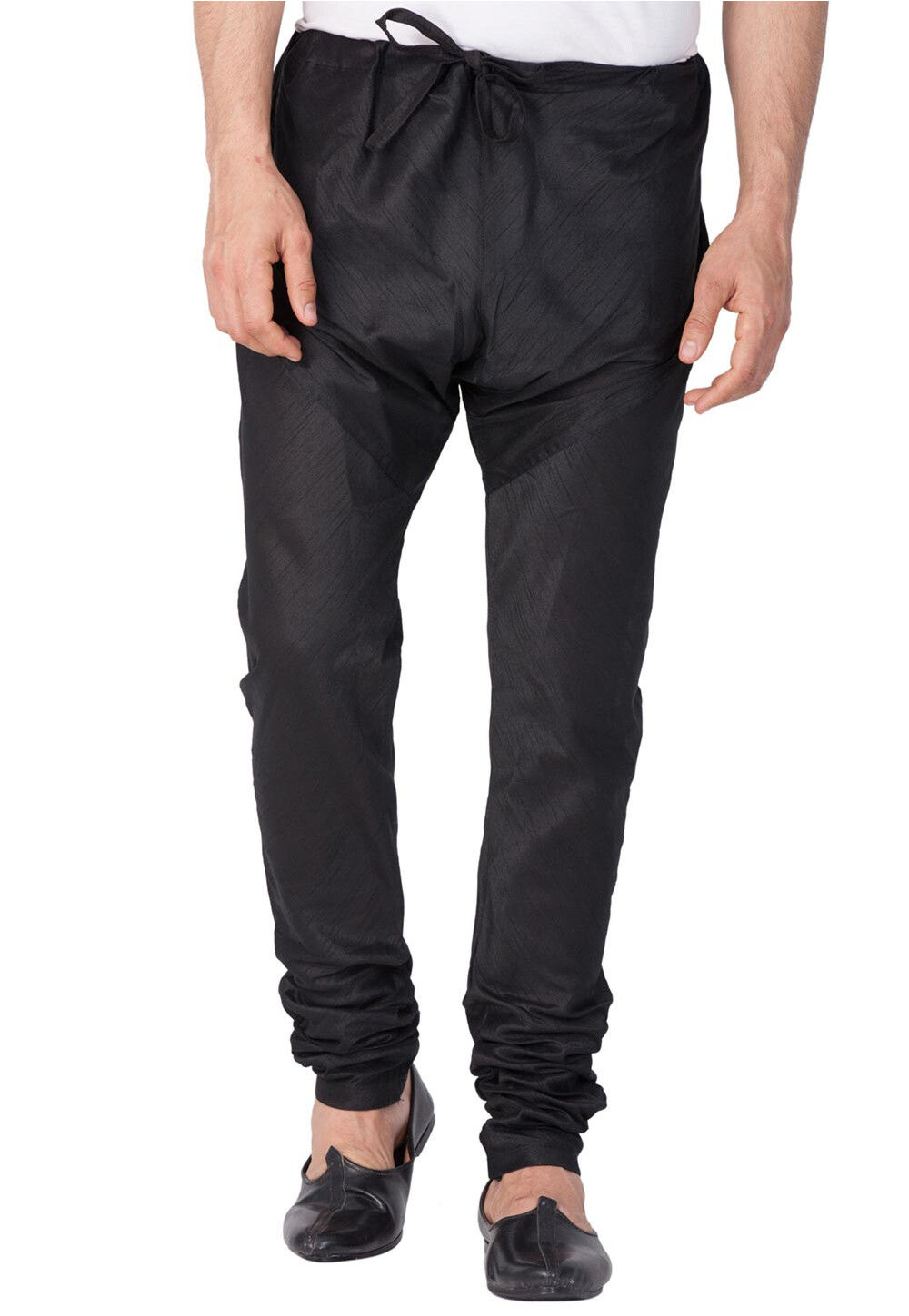 Black Solid Knitted Churidar