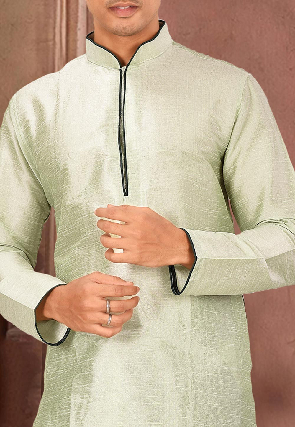 Green Kurta Dupion Silk Dhoti
