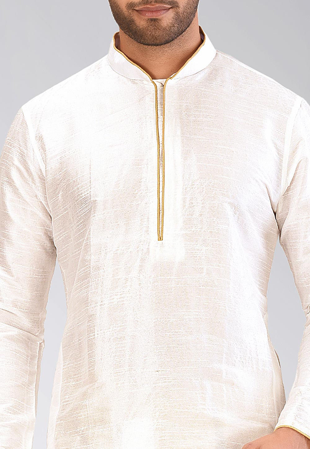 White Kurta Dupion Silk Dhoti