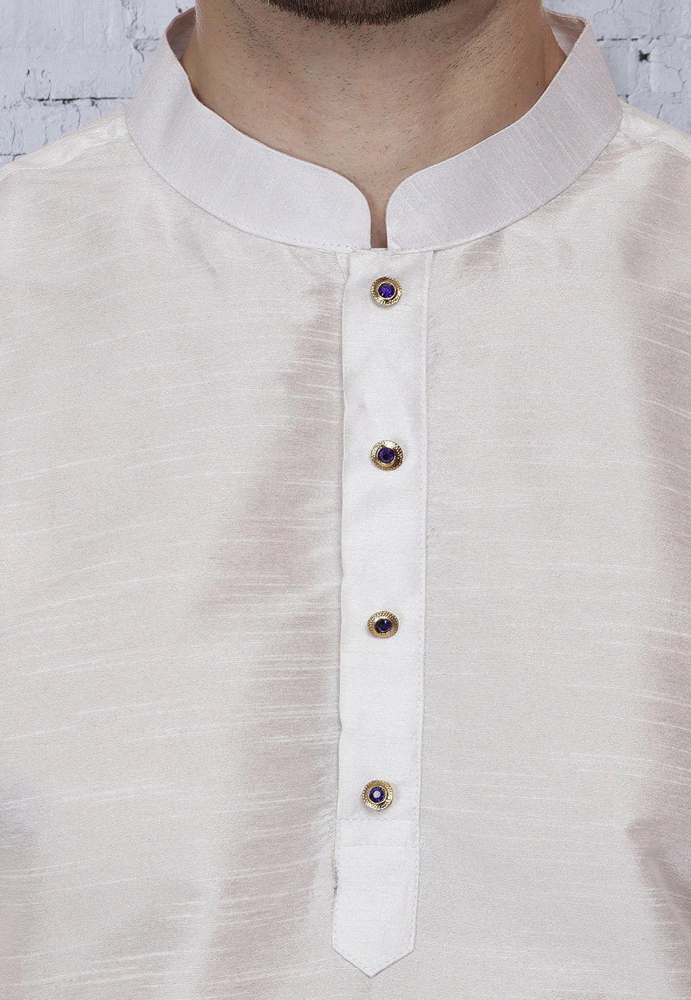 White Kurta Dupion SIlk Pant