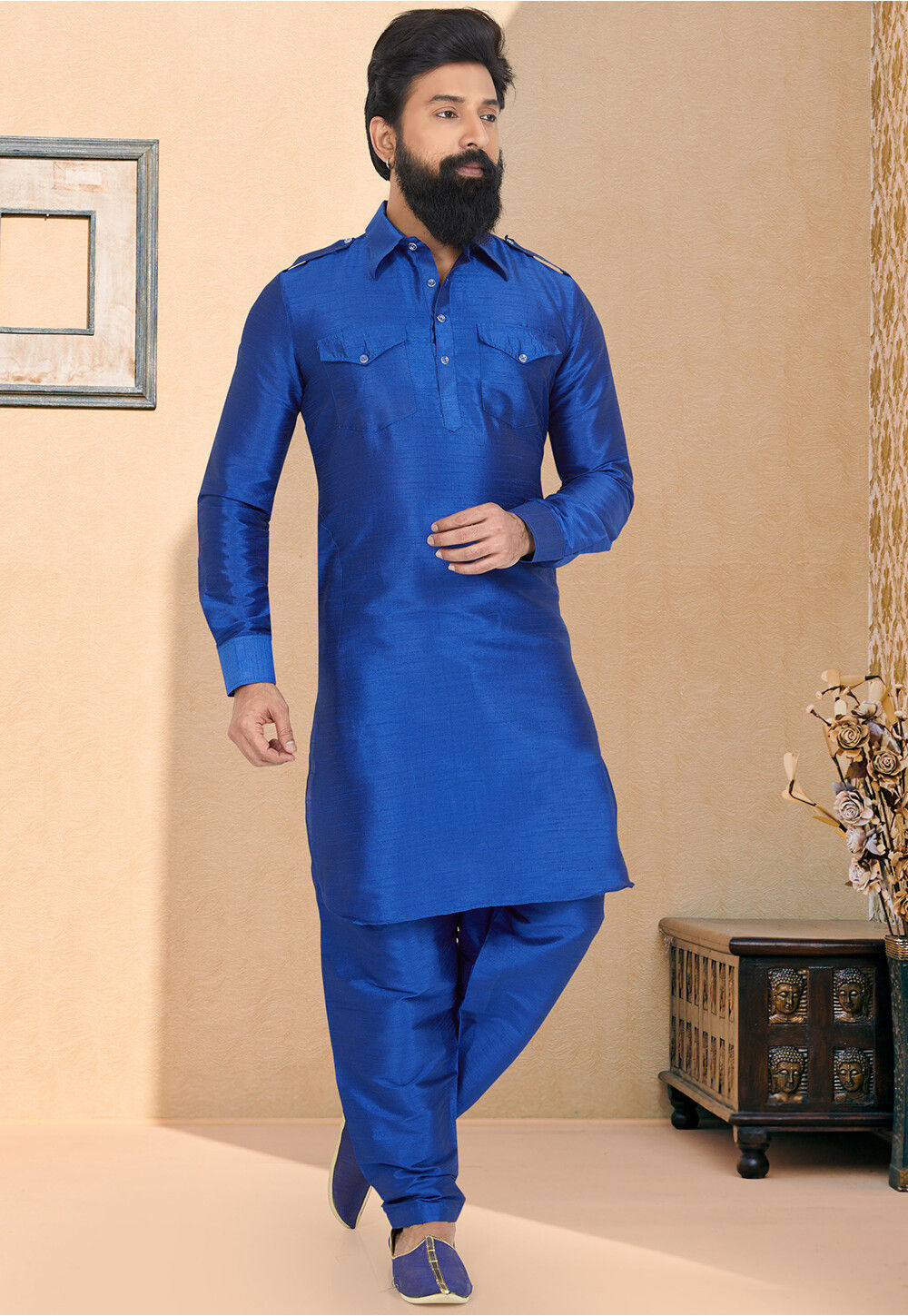 Royal blue pathani suit deals