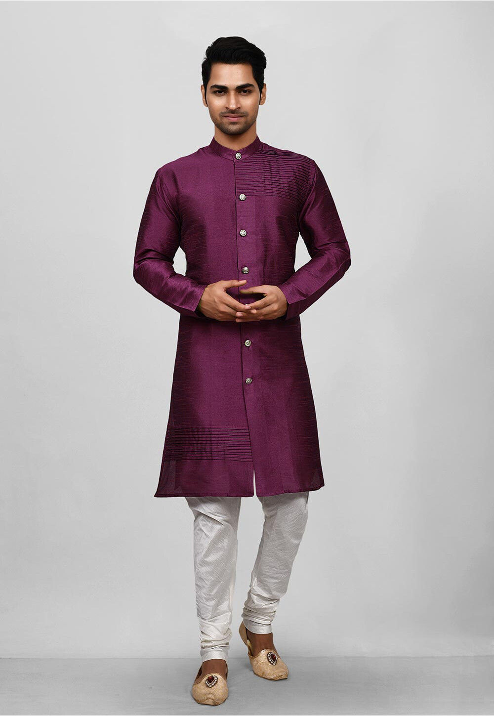Magenta sherwani top