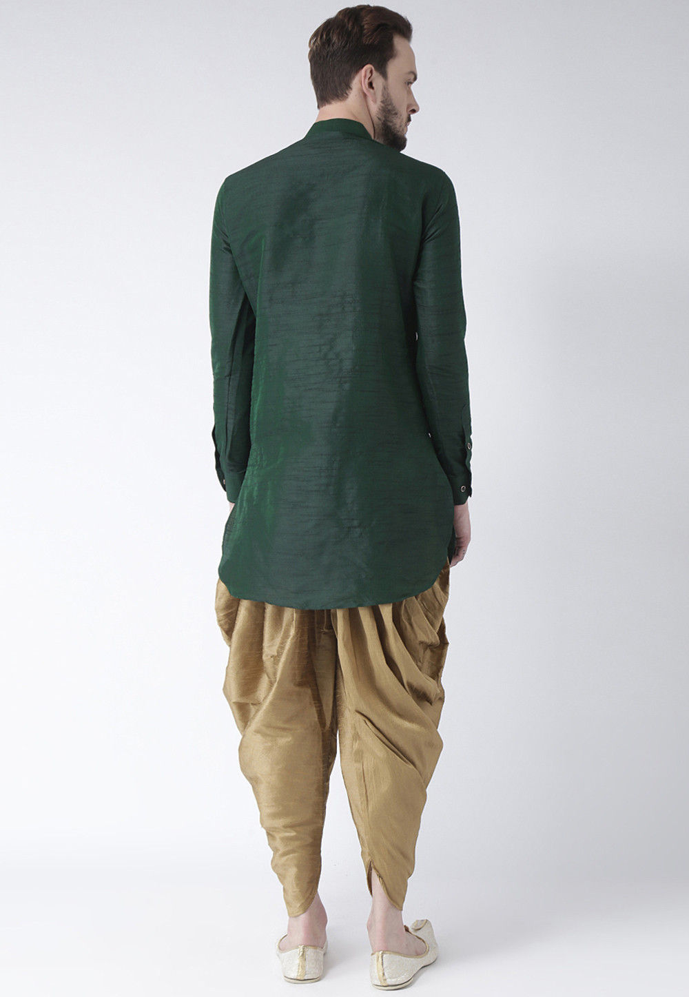 Green Kurta Dupion Silk Dhoti