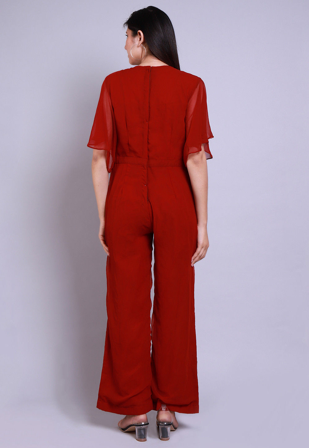 Maroon Solid Bling and Sparkly Jumpsuit main image 0