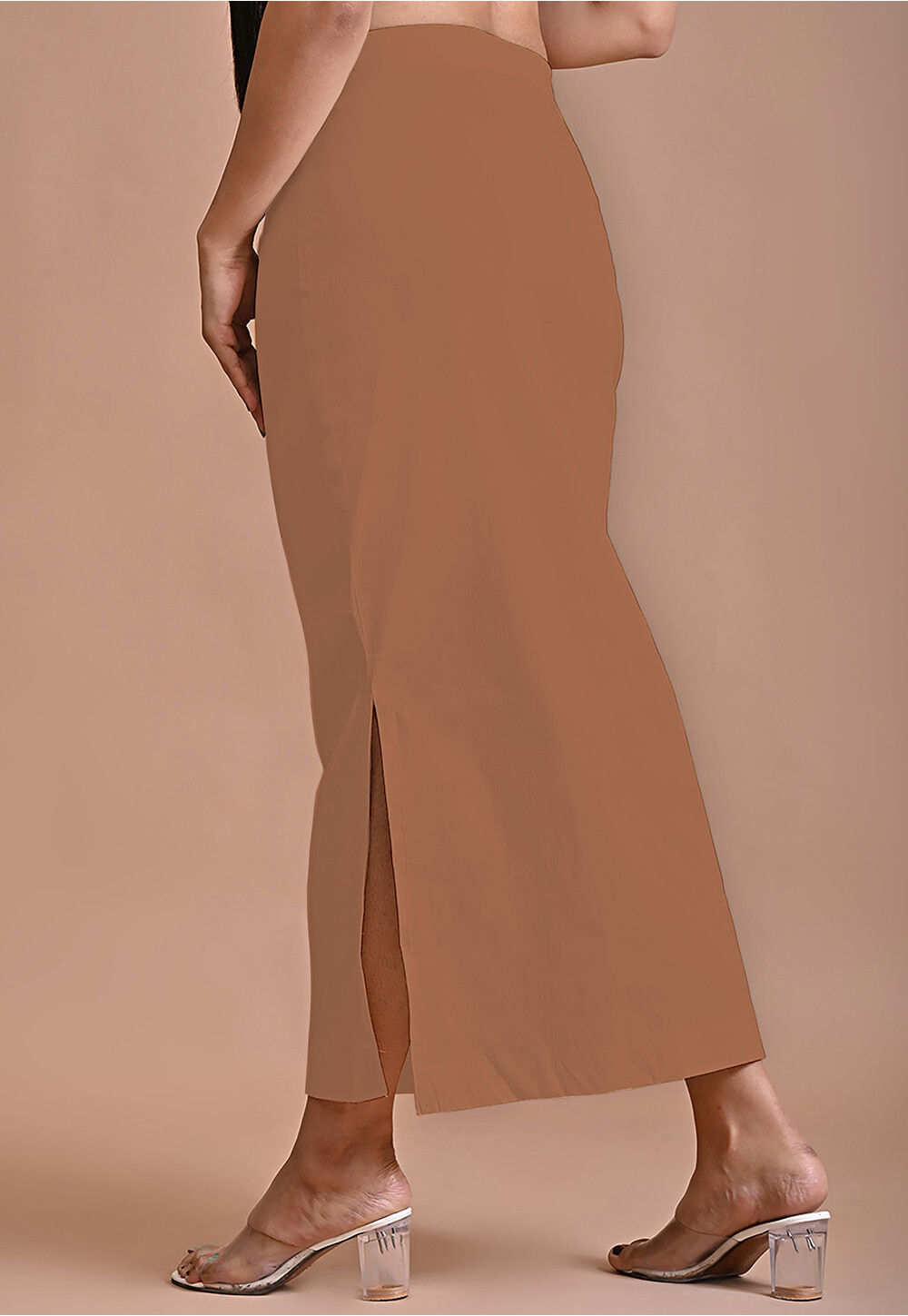 Buy Solid Color Lycra Cotton Shapewear Petticoat in Brown Online