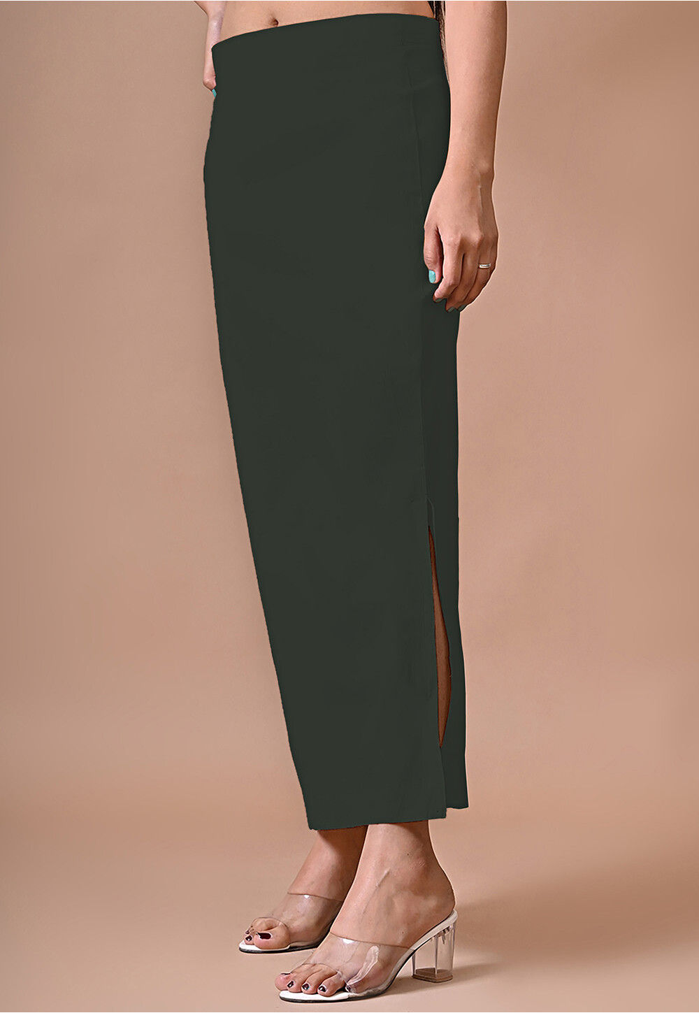 Dark Green Lycra Saree Shapewear Petticoat for Women 