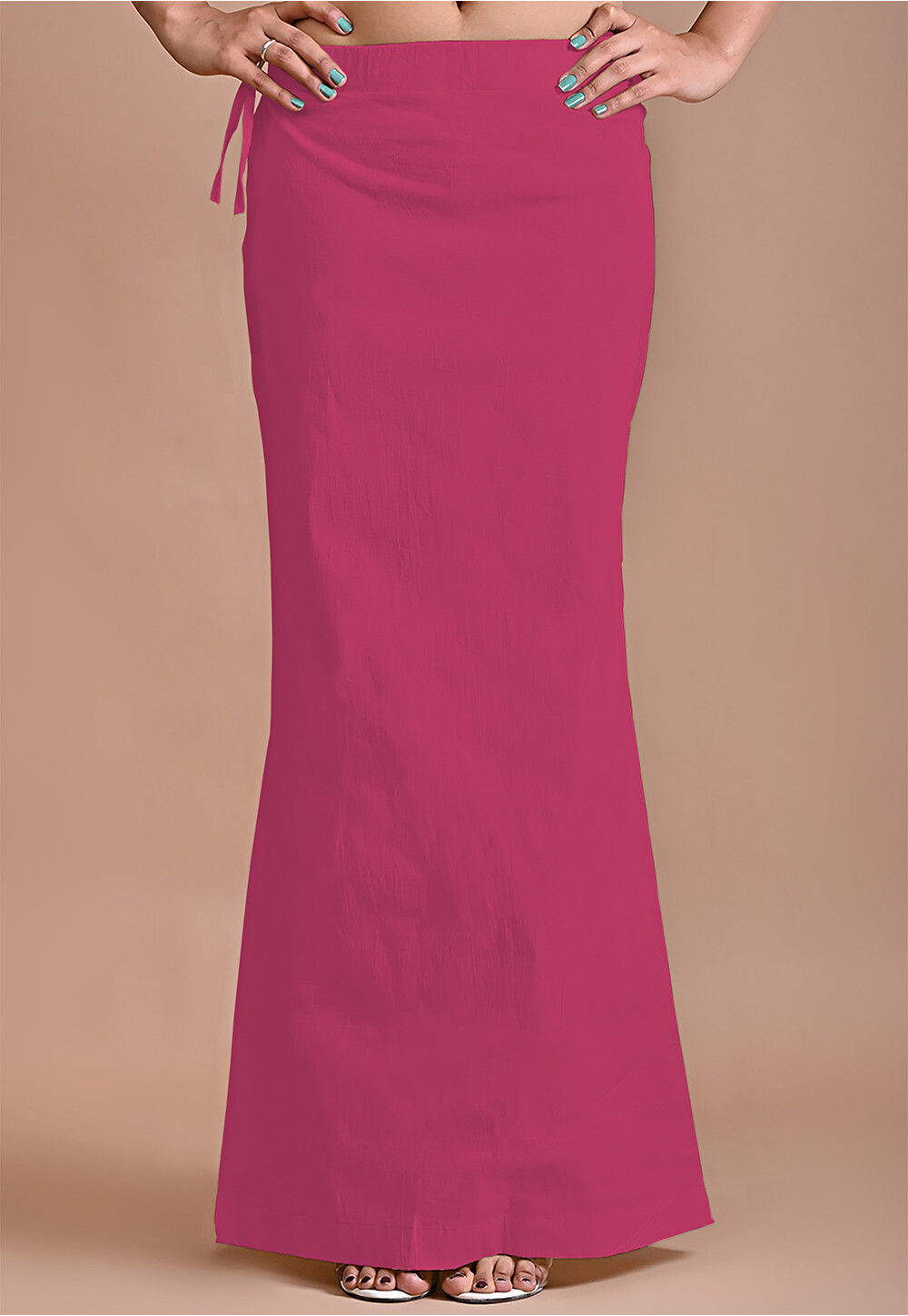 Ladies Cotton Lycra Drawstring Saree, Pink Color India Women Shapewear  Petticoat 